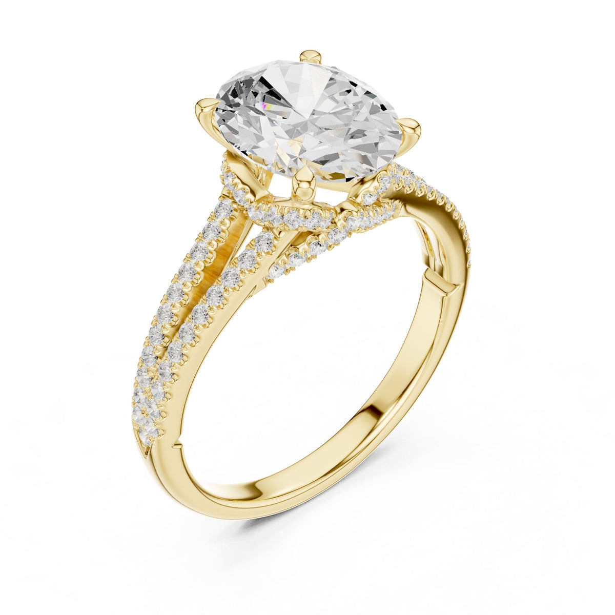 Round Accented Lab Grown Diamond Engagement Ring