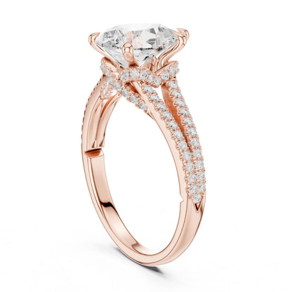 Round Accented Lab Grown Diamond Engagement Ring