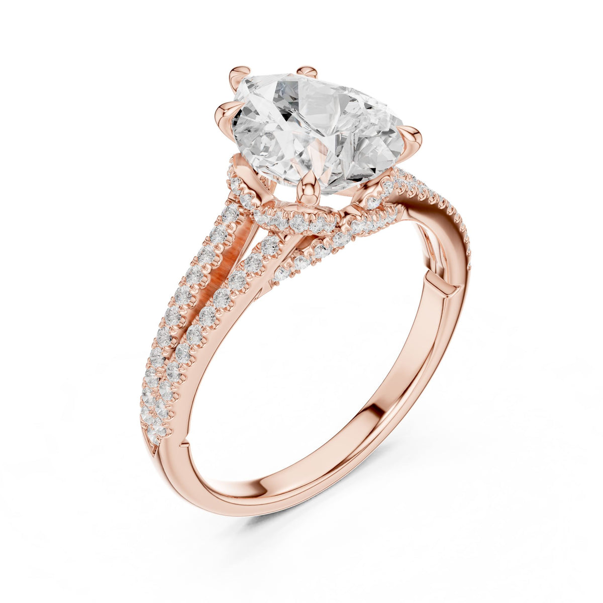 Round Accented Lab Grown Diamond Engagement Ring
