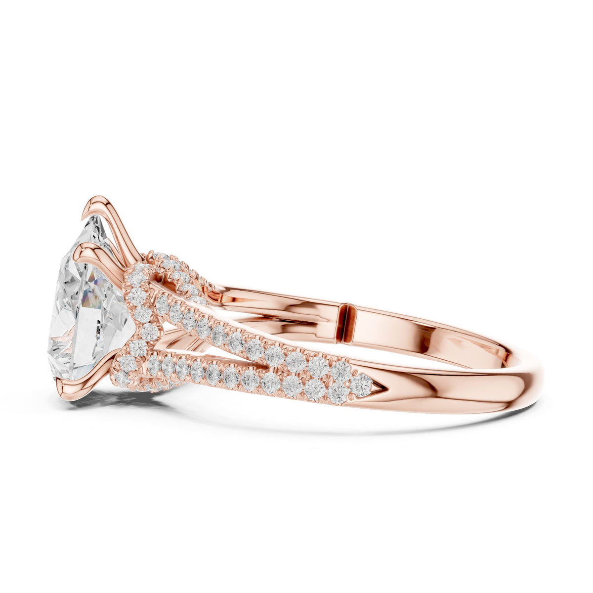 Round Accented Lab Grown Diamond Engagement Ring