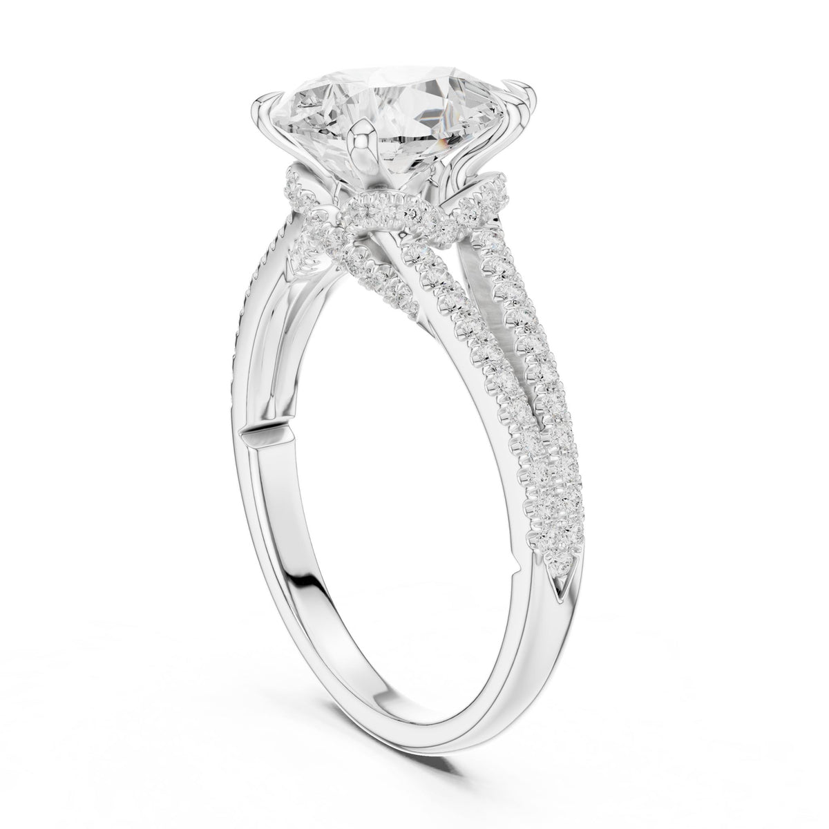 Round Accented Lab Grown Diamond Engagement Ring
