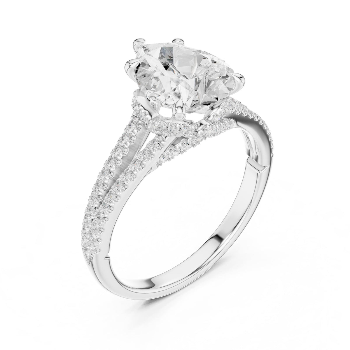 Round Accented Lab Grown Diamond Engagement Ring