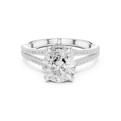 Round Accented Lab Grown Diamond Engagement Ring