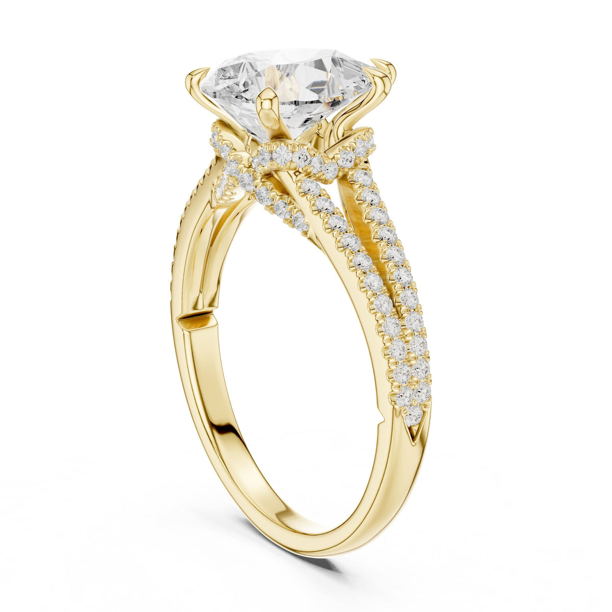 Round Accented Lab Grown Diamond Engagement Ring