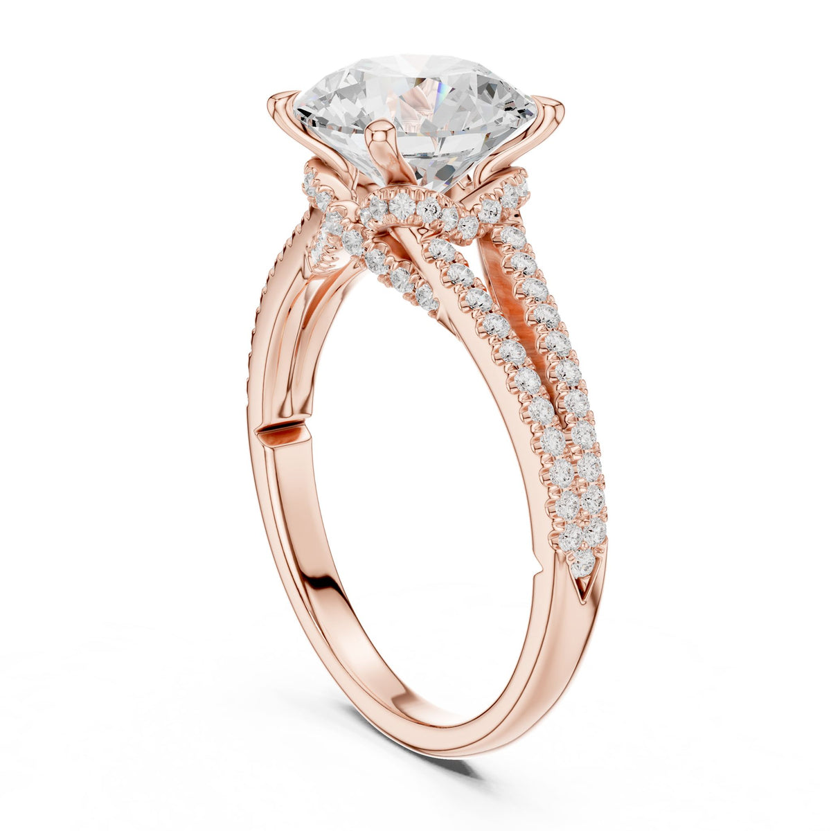 Round Accented Lab Grown Diamond Engagement Ring