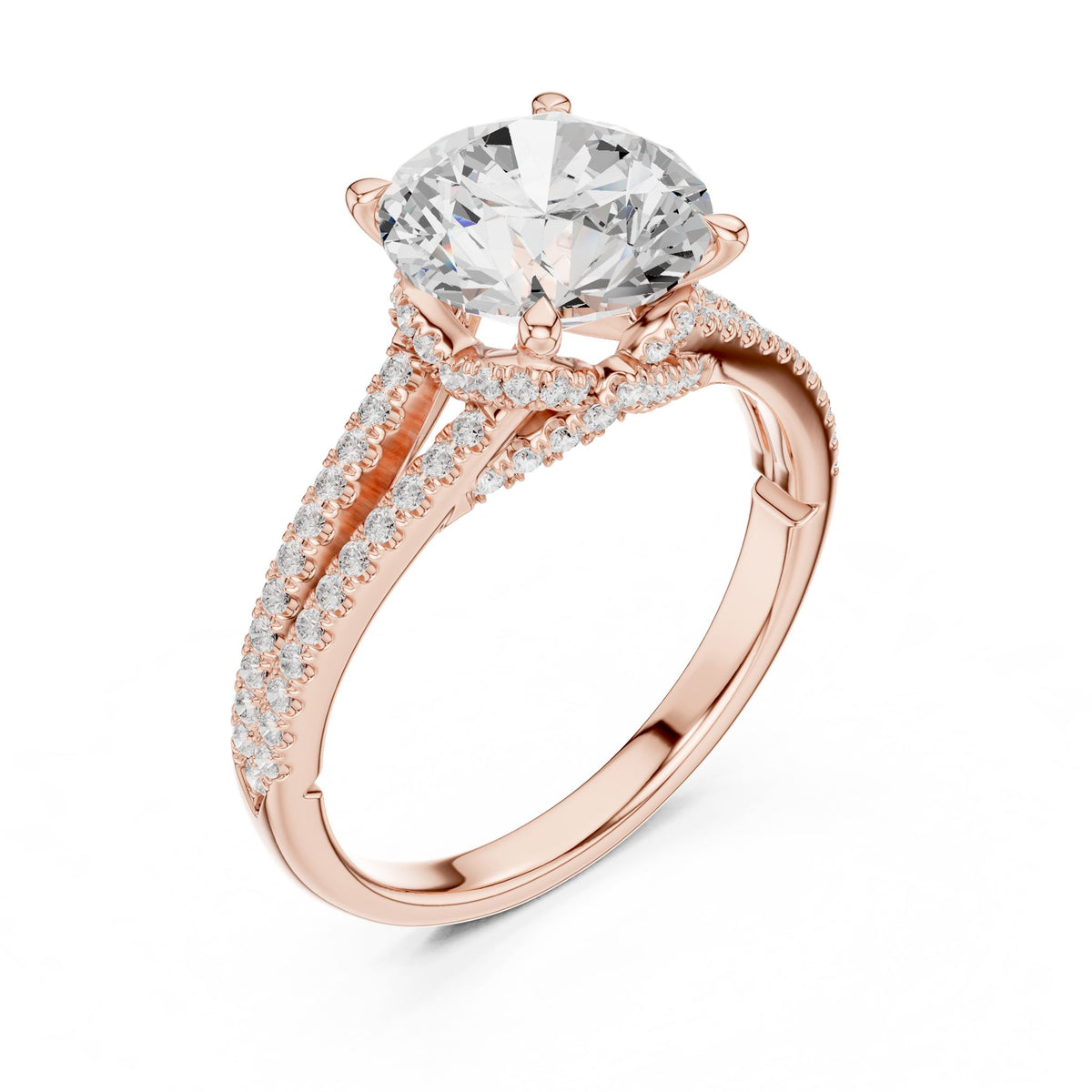 Round Accented Lab Grown Diamond Engagement Ring