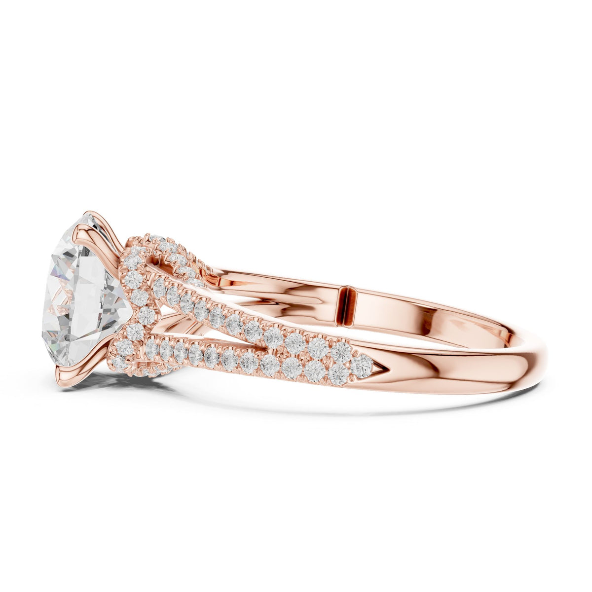 Round Accented Lab Grown Diamond Engagement Ring