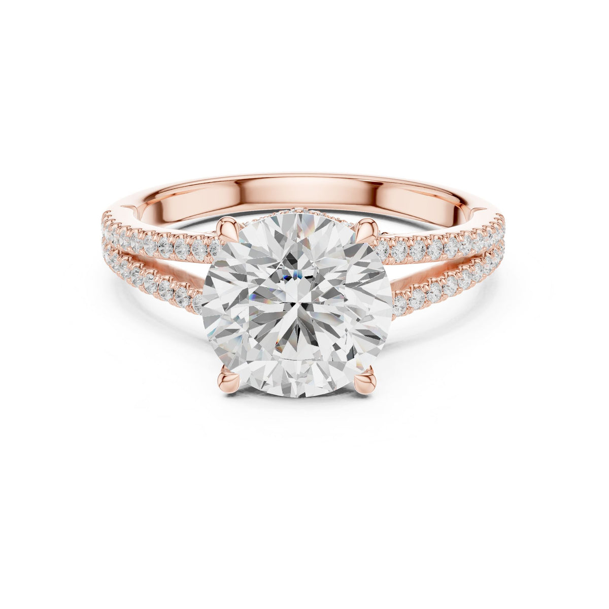 Round Accented Lab Grown Diamond Engagement Ring