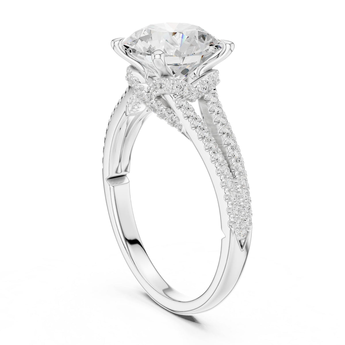 Round Accented Lab Grown Diamond Engagement Ring