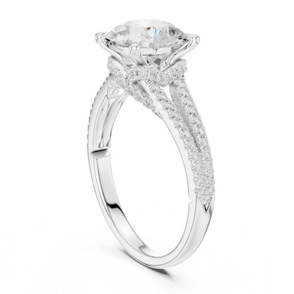 Round Accented Lab Grown Diamond Engagement Ring