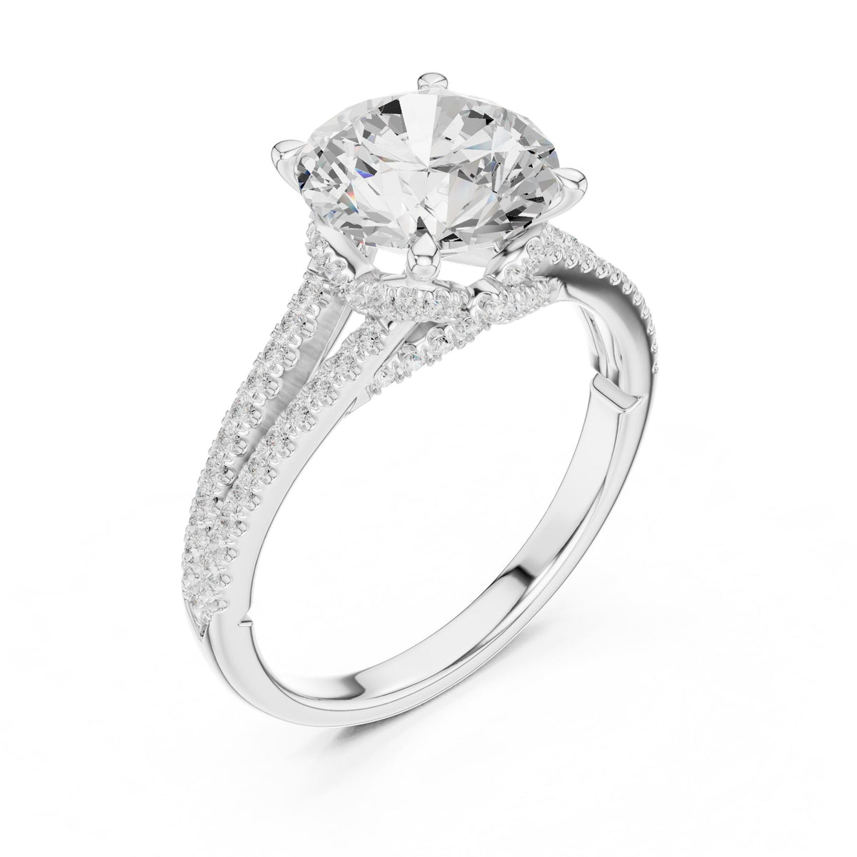 Round Accented Lab Grown Diamond Engagement Ring