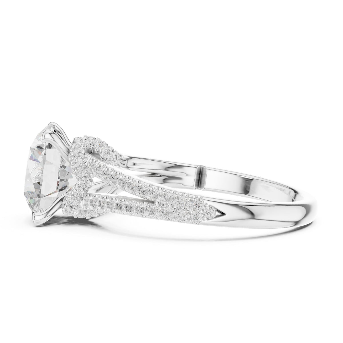 Round Accented Lab Grown Diamond Engagement Ring