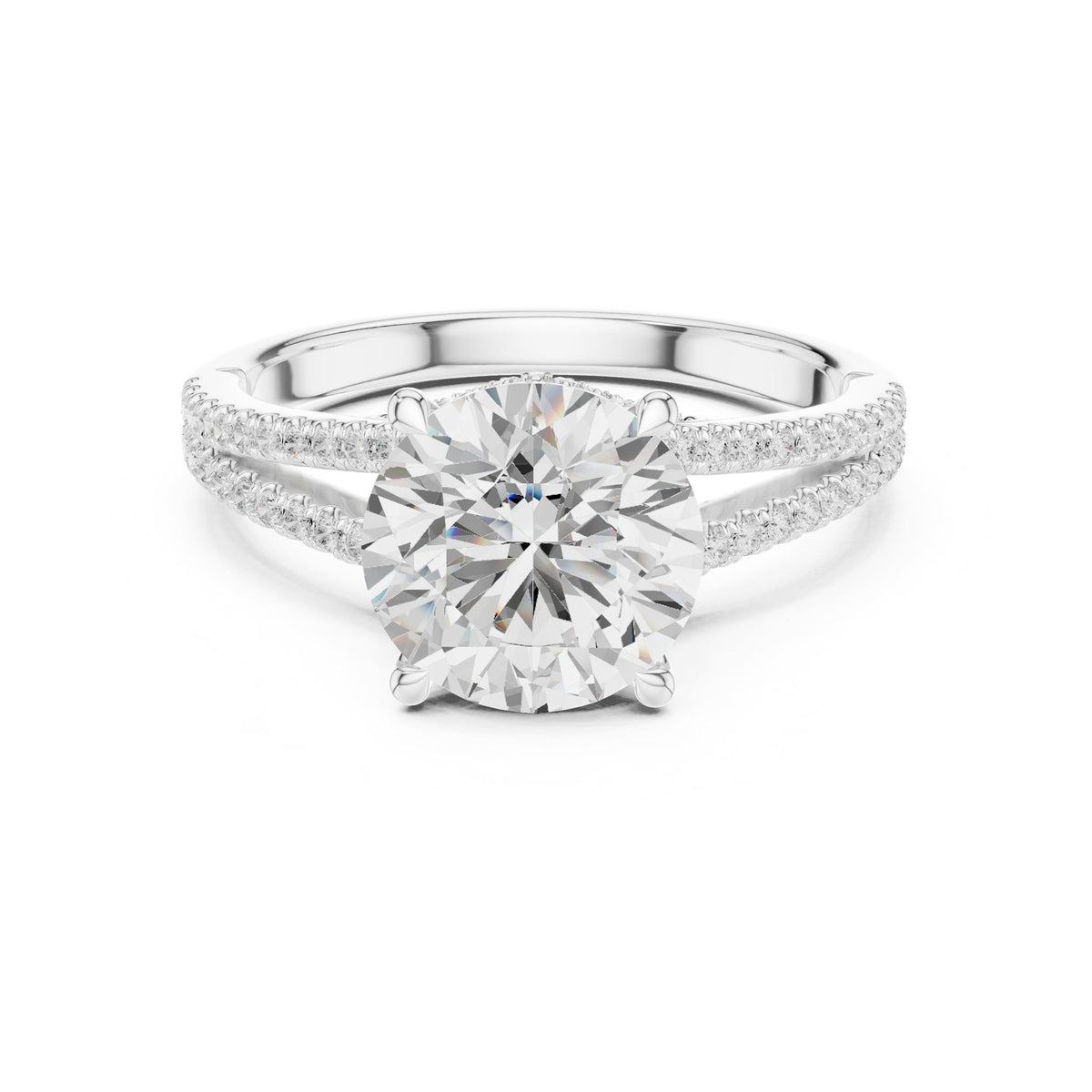 Round Accented Lab Grown Diamond Engagement Ring