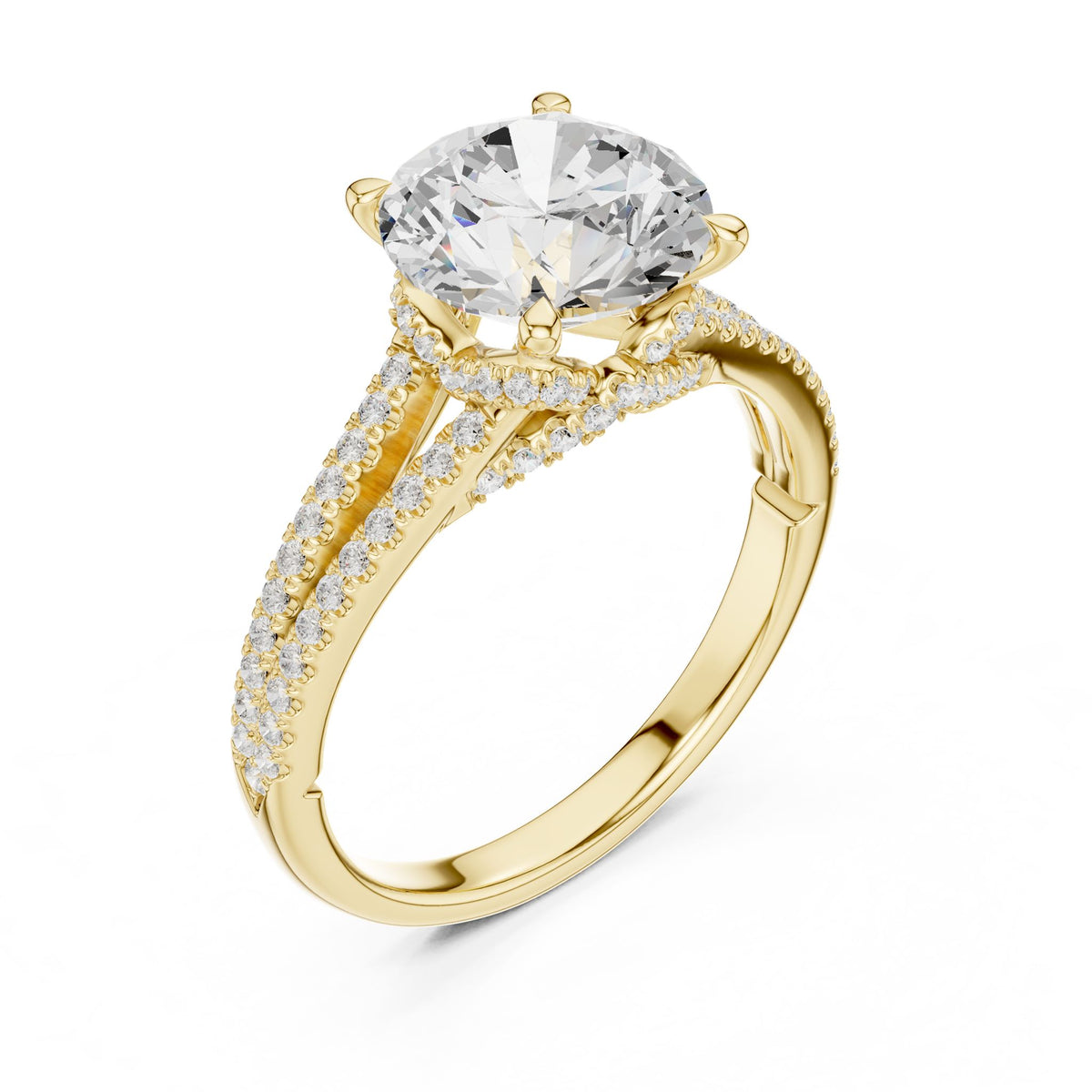 Round Accented Lab Grown Diamond Engagement Ring