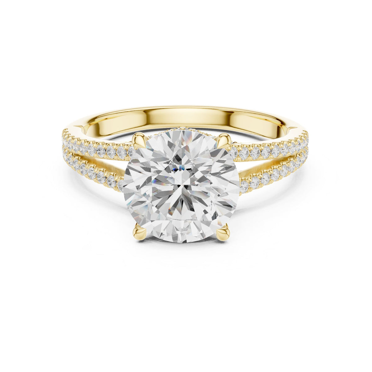 Round Accented Lab Grown Diamond Engagement Ring