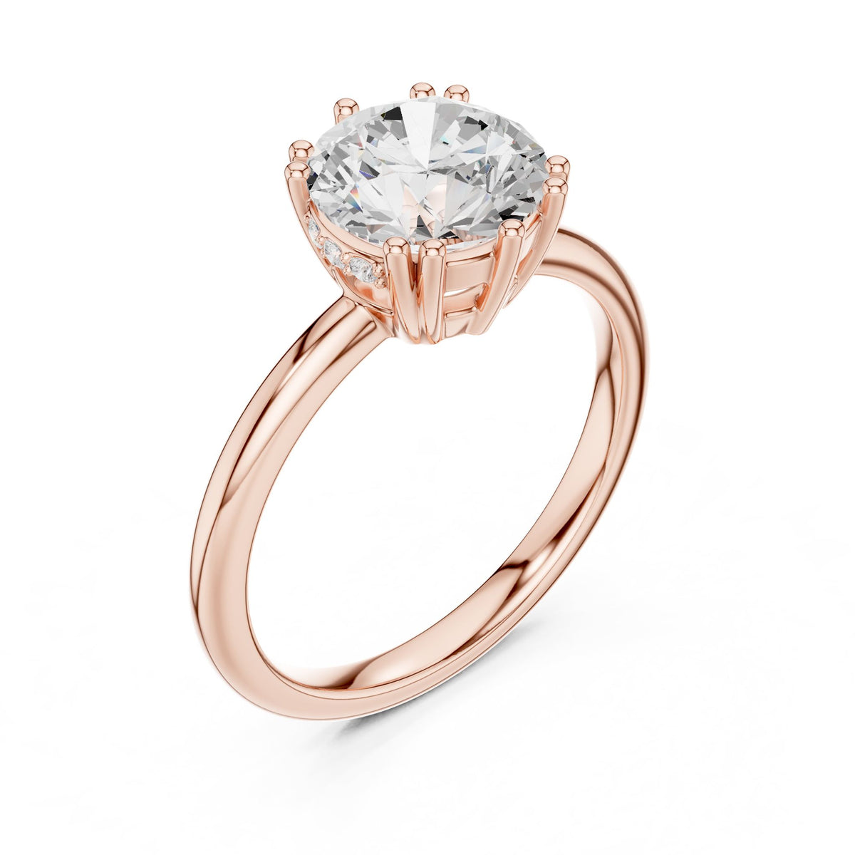 Round Accented Lab Grown Diamond Engagement Ring