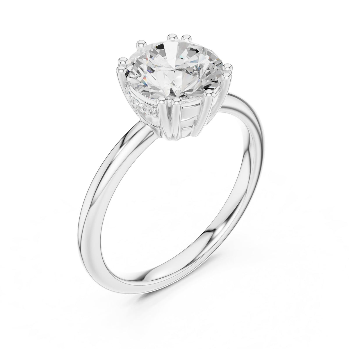 Round Accented Lab Grown Diamond Engagement Ring