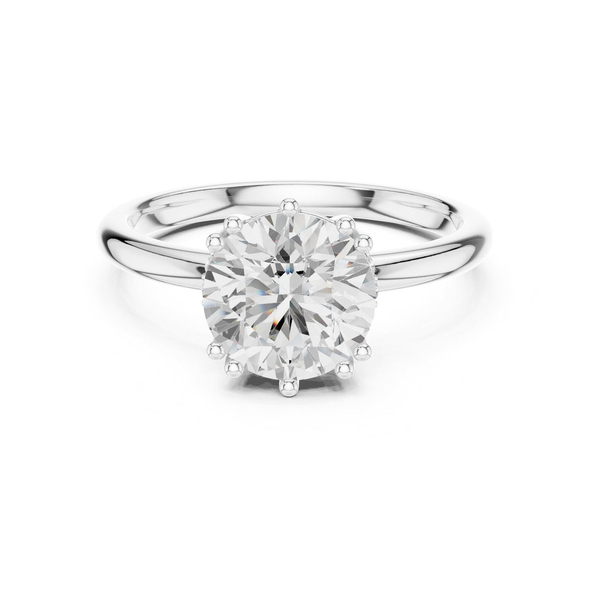 Round Accented Lab Grown Diamond Engagement Ring