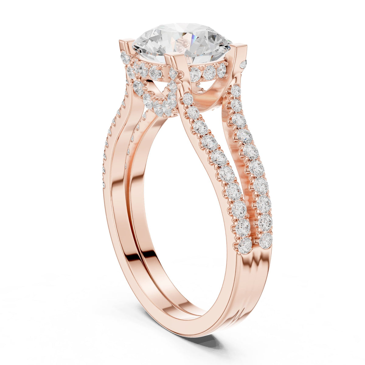 Round Accented Lab Grown Diamond Engagement Ring