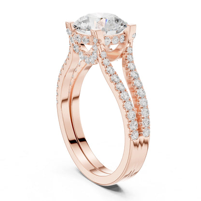 Round Accented Lab Grown Diamond Engagement Ring