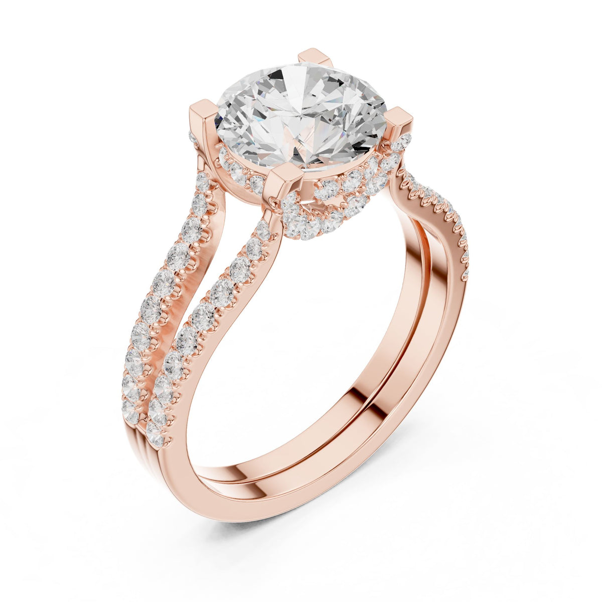 Round Accented Lab Grown Diamond Engagement Ring