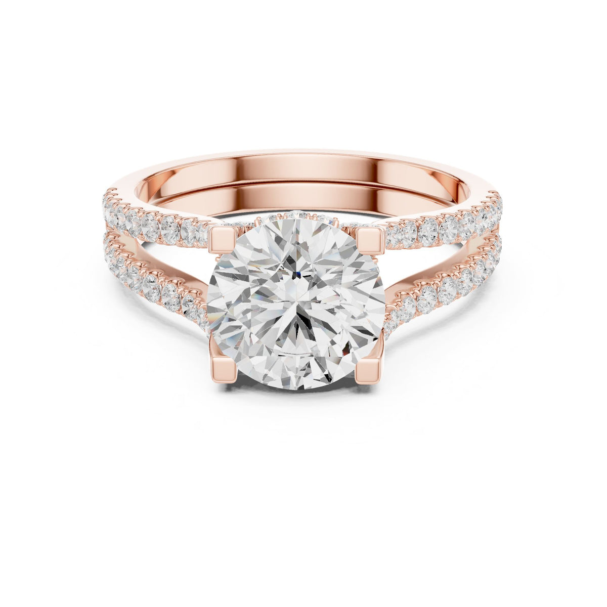 Round Accented Lab Grown Diamond Engagement Ring