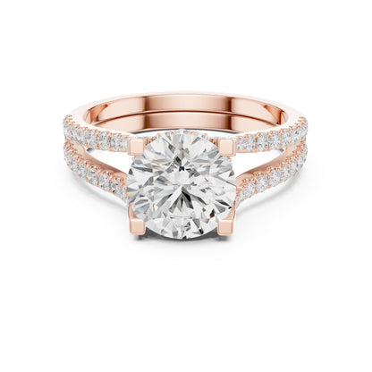 Round Accented Lab Grown Diamond Engagement Ring