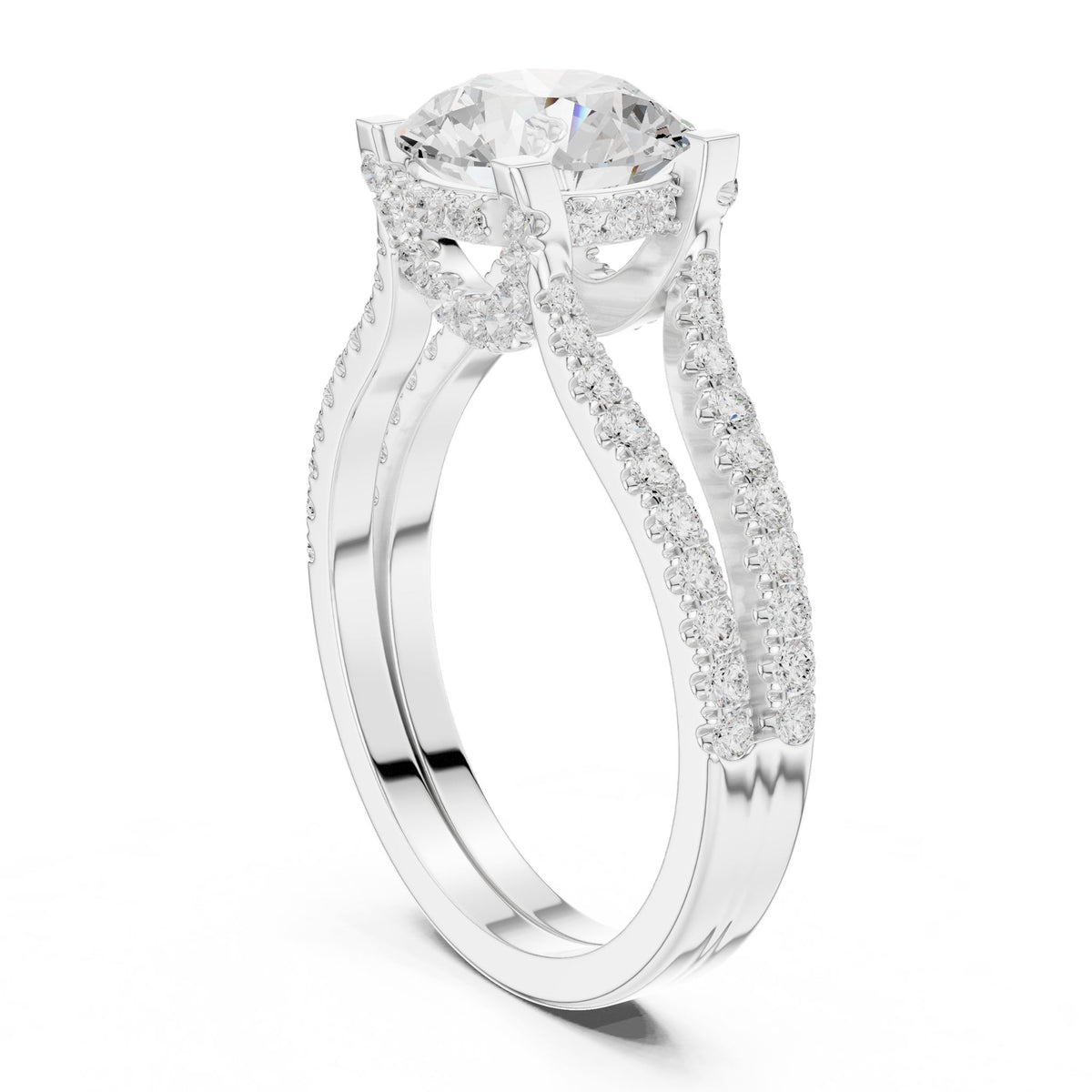 Round Accented Lab Grown Diamond Engagement Ring