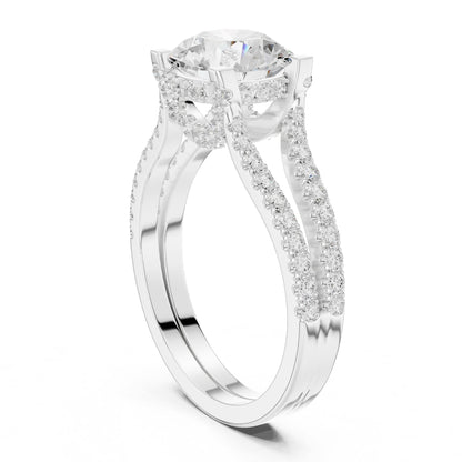 Round Accented Lab Grown Diamond Engagement Ring