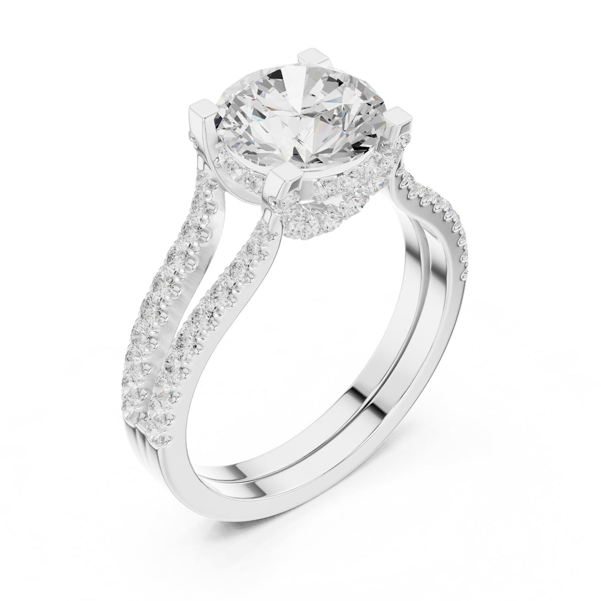 Round Accented Lab Grown Diamond Engagement Ring