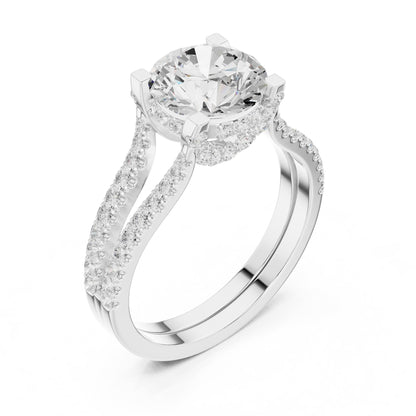 Round Accented Lab Grown Diamond Engagement Ring