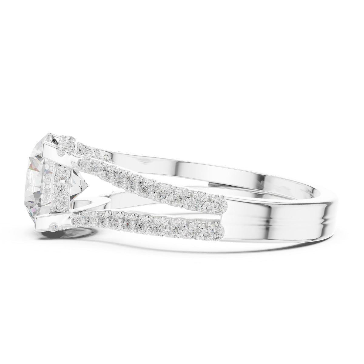 Round Accented Lab Grown Diamond Engagement Ring