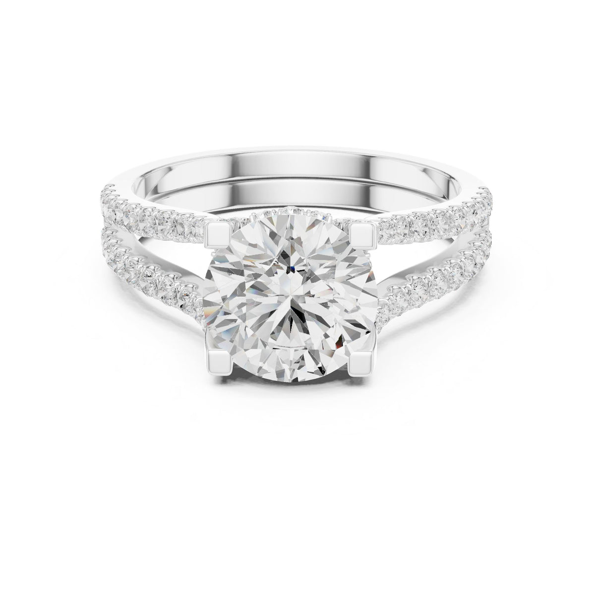Round Accented Lab Grown Diamond Engagement Ring