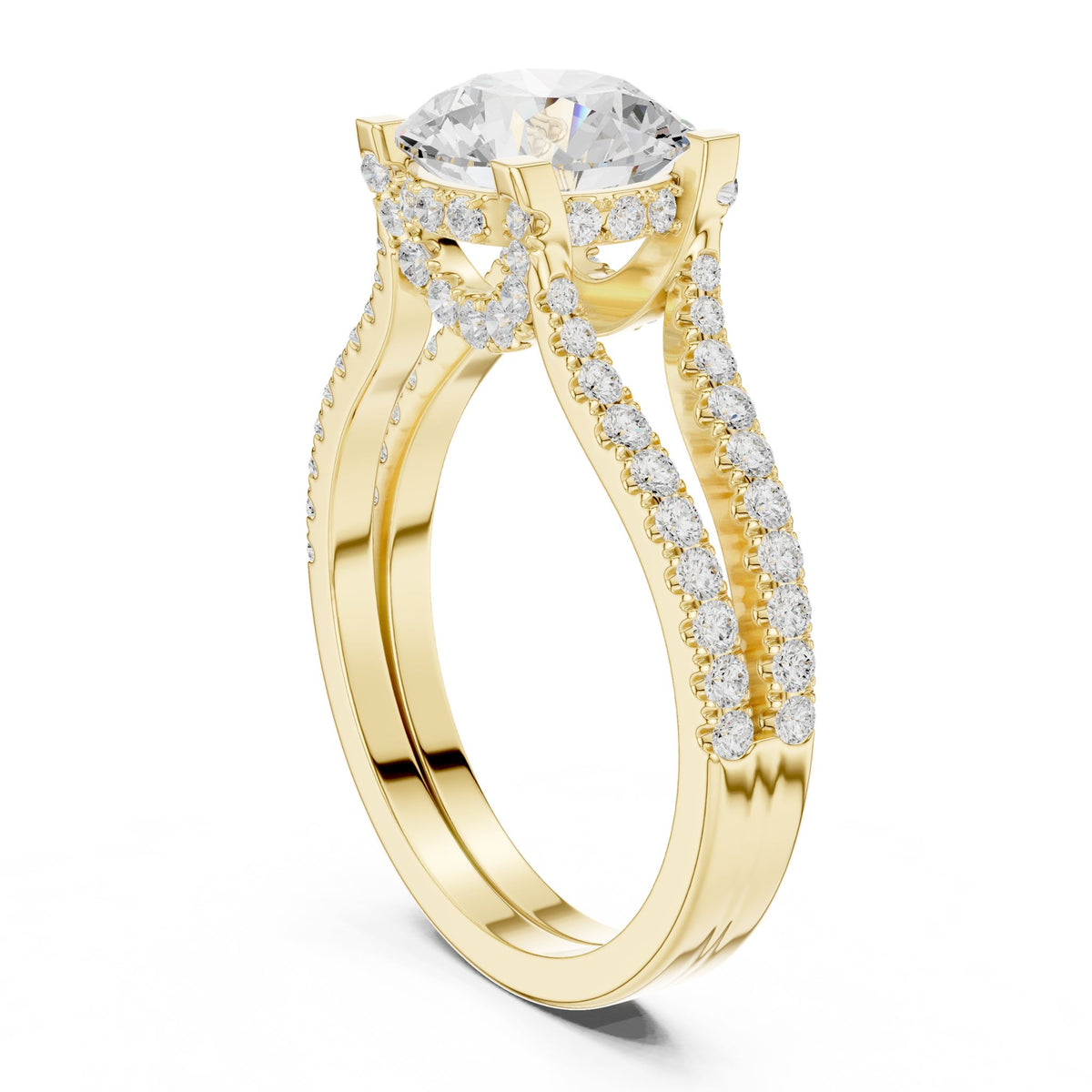Round Accented Lab Grown Diamond Engagement Ring