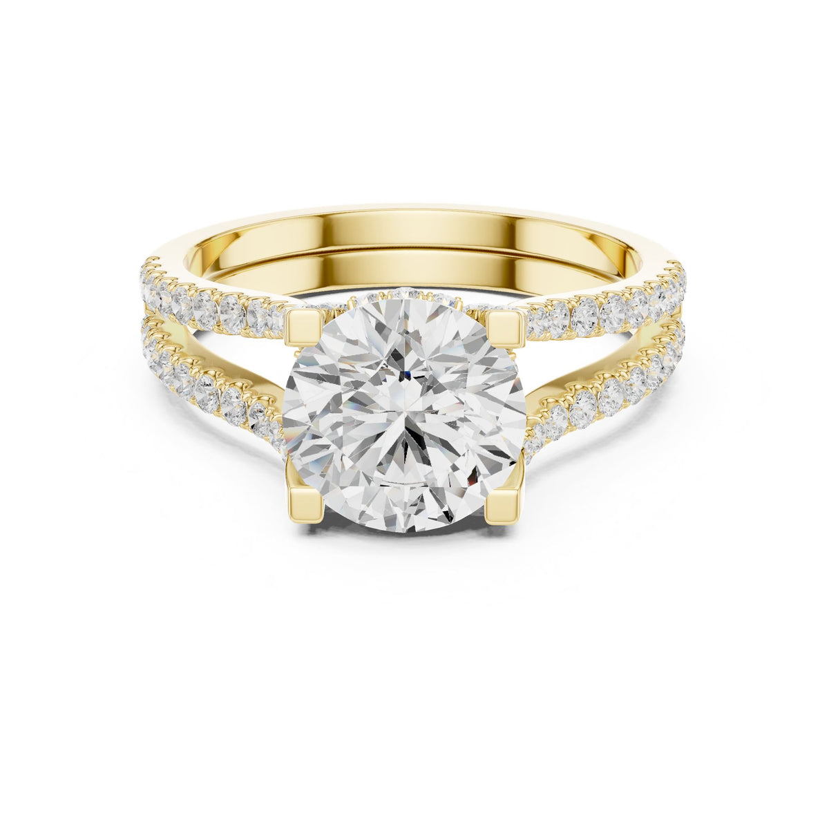 Round Accented Lab Grown Diamond Engagement Ring