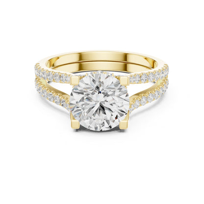 Round Accented Lab Grown Diamond Engagement Ring