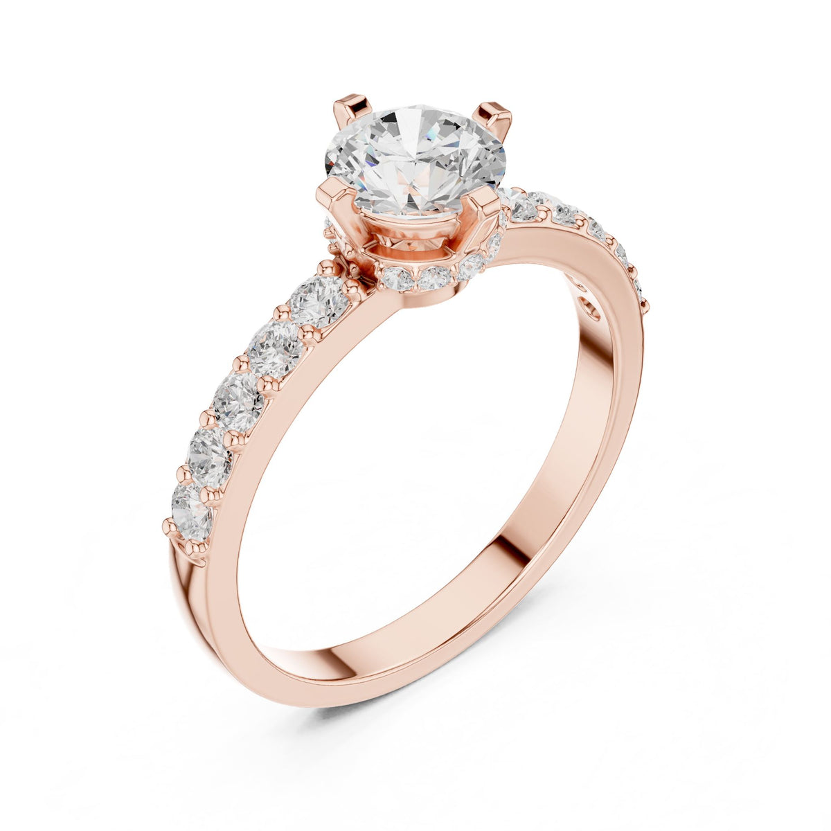 Round Accented Lab Grown Diamond Engagement Ring