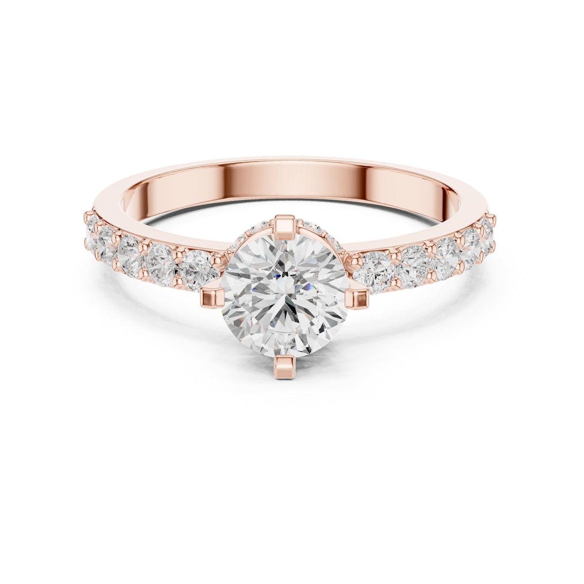 Round Accented Lab Grown Diamond Engagement Ring