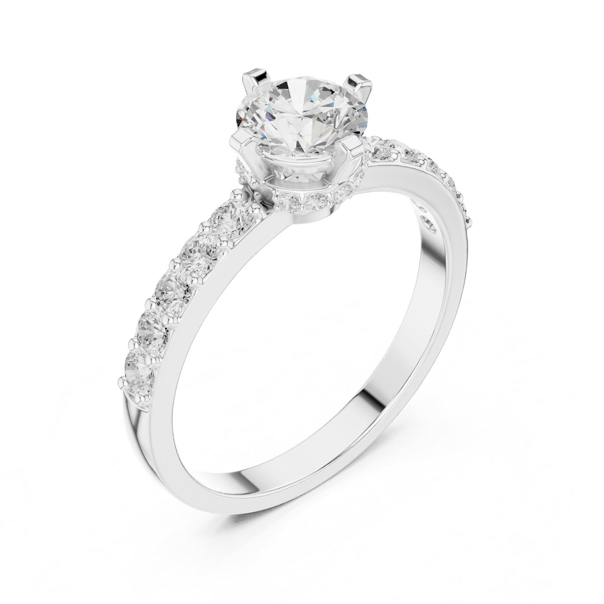 Round Accented Lab Grown Diamond Engagement Ring