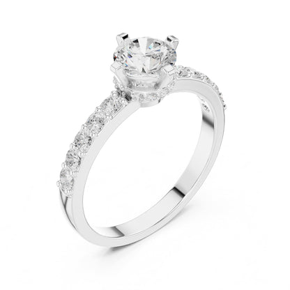 Round Accented Lab Grown Diamond Engagement Ring