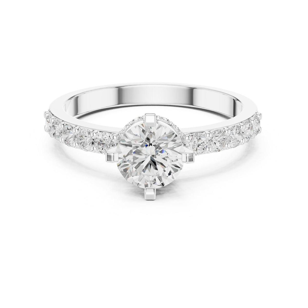 Round Accented Lab Grown Diamond Engagement Ring