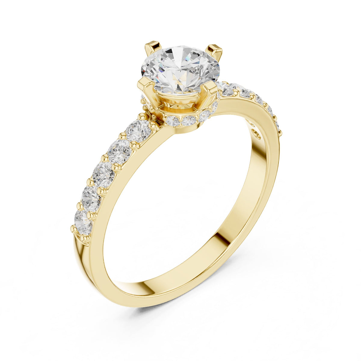 Round Accented Lab Grown Diamond Engagement Ring
