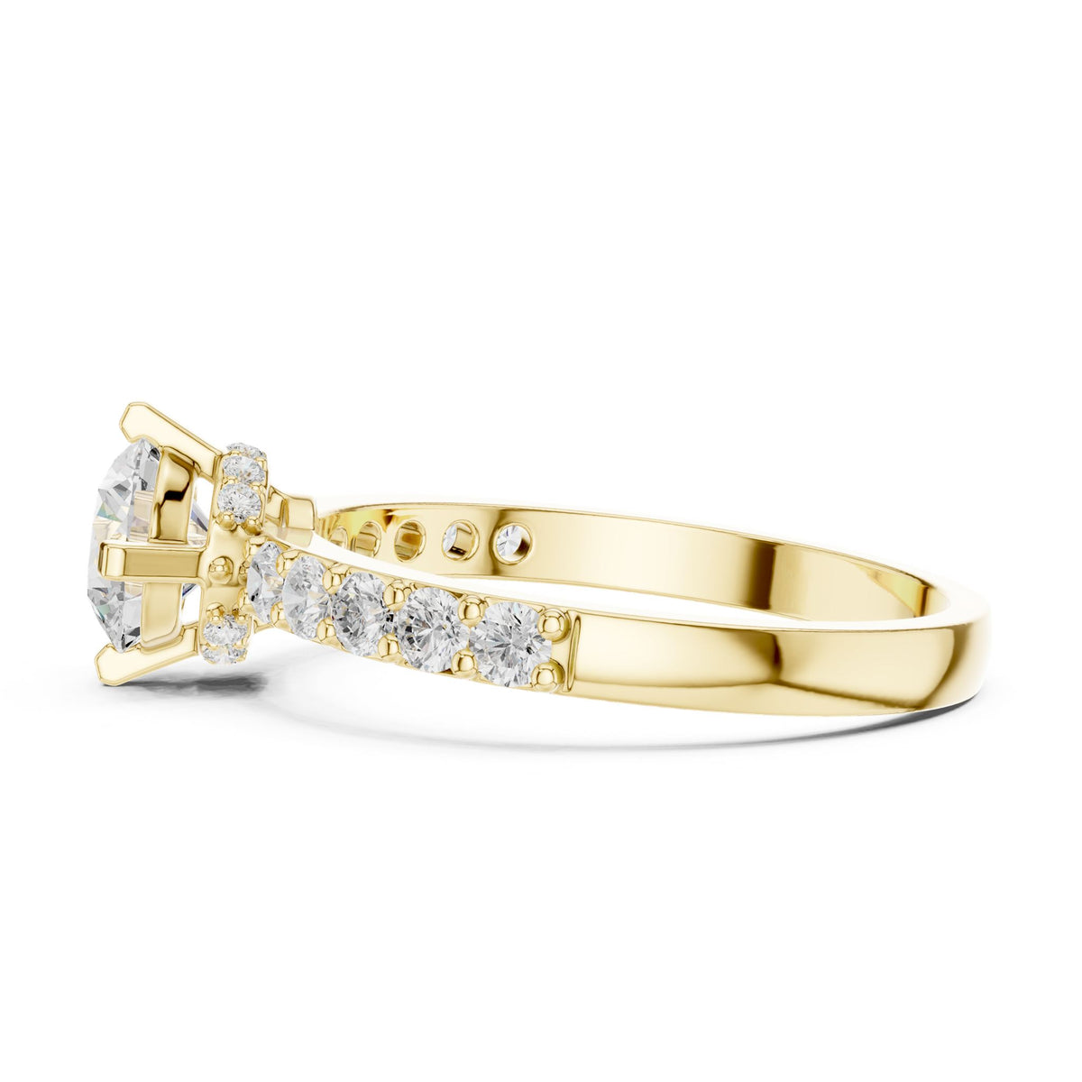 Round Accented Lab Grown Diamond Engagement Ring