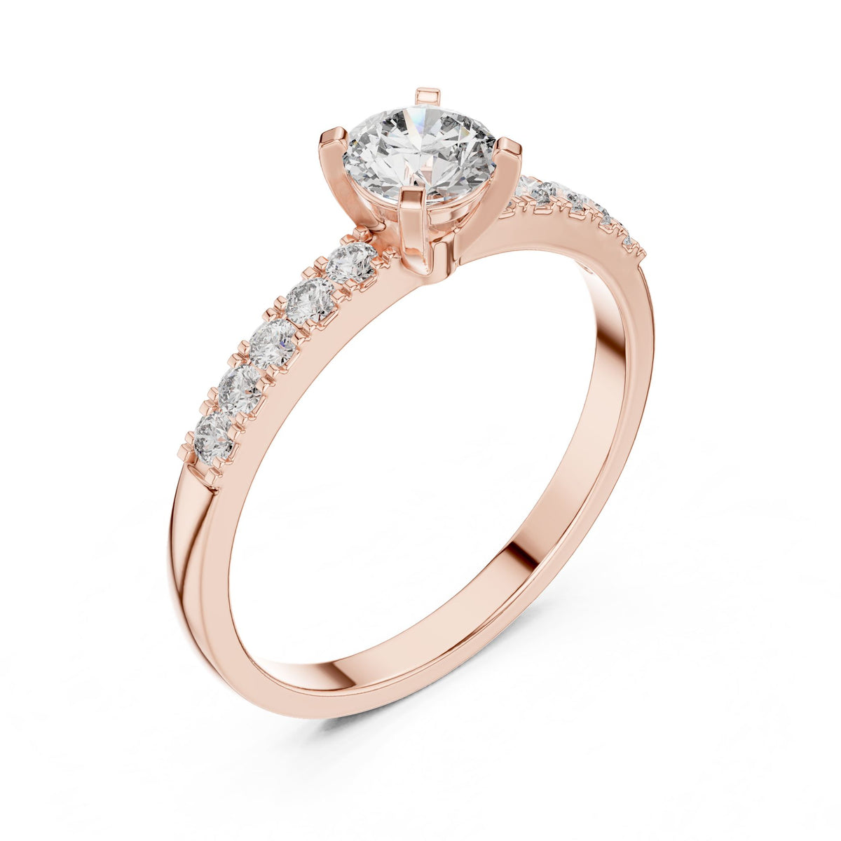 Round Accented Lab Grown Diamond Engagement Ring