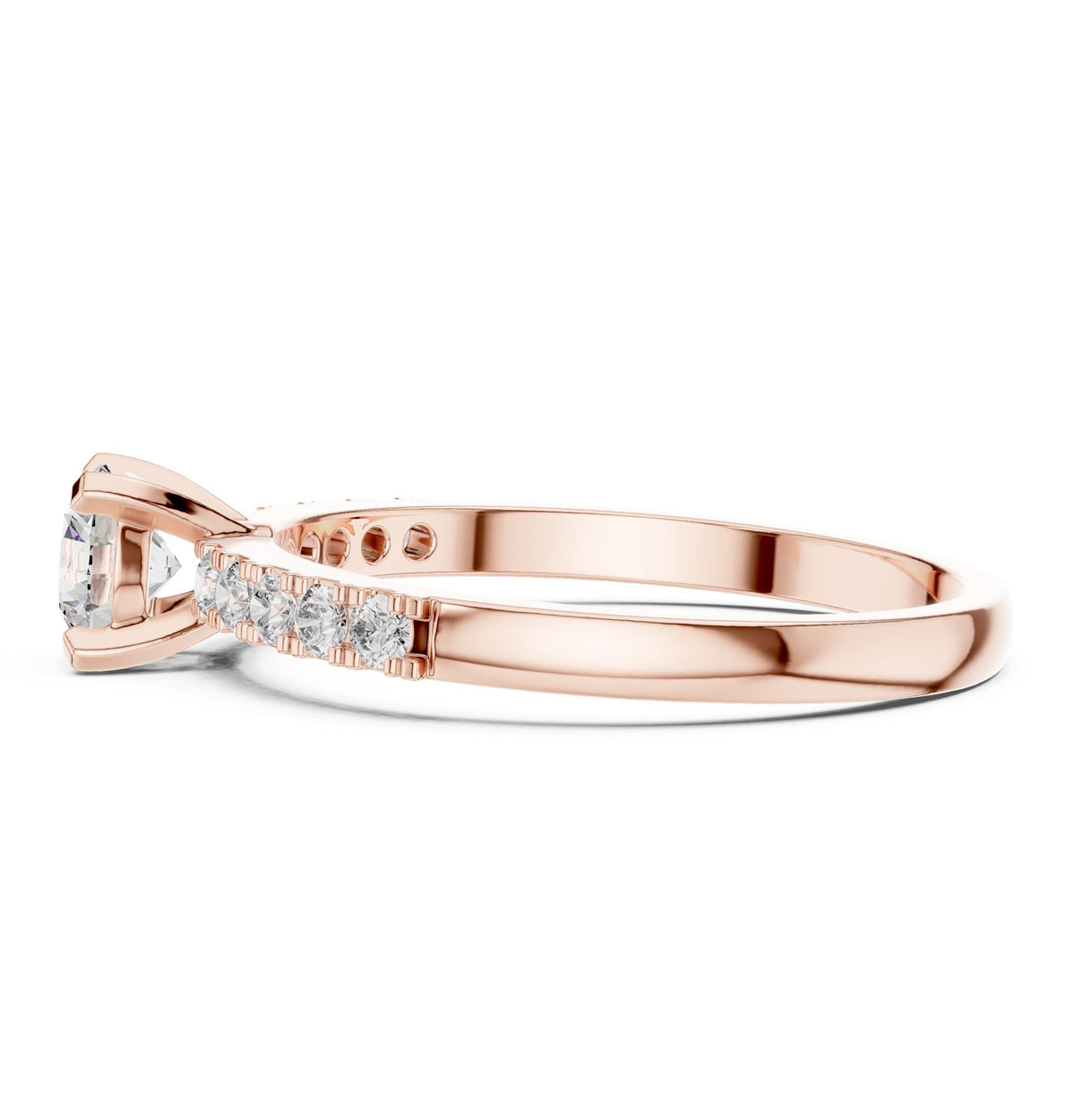 Round Accented Lab Grown Diamond Engagement Ring