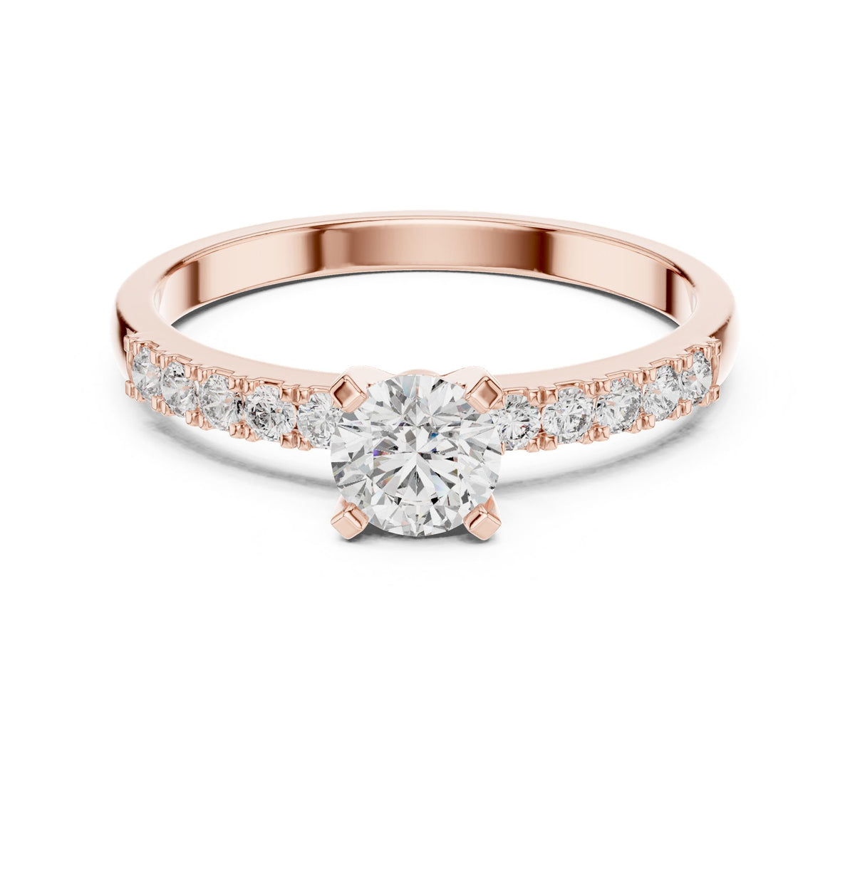 Round Accented Lab Grown Diamond Engagement Ring
