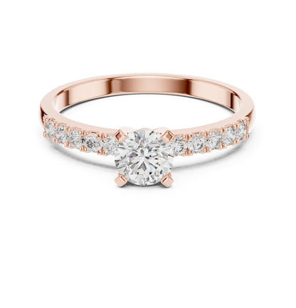Round Accented Lab Grown Diamond Engagement Ring