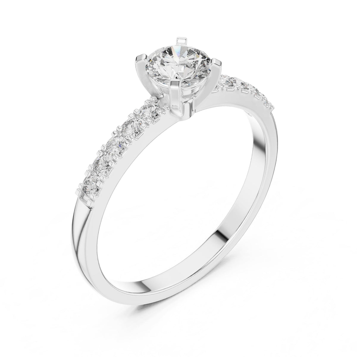 Round Accented Lab Grown Diamond Engagement Ring