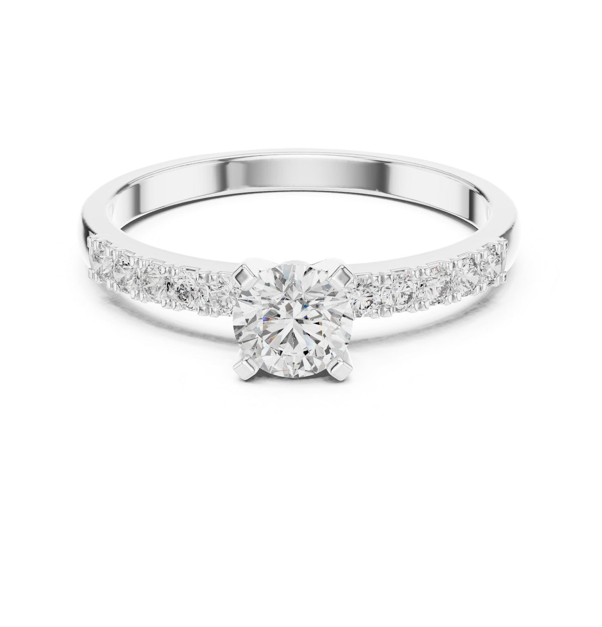 Round Accented Lab Grown Diamond Engagement Ring