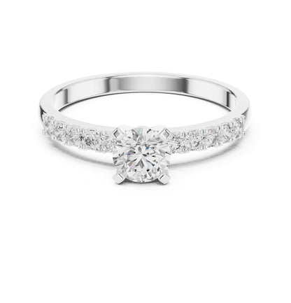 Round Accented Lab Grown Diamond Engagement Ring